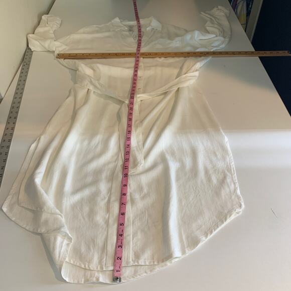 L Space Dress Women M Medium Cream Barcelona Tie Waist Collar Button Front - Picture 9 of 16